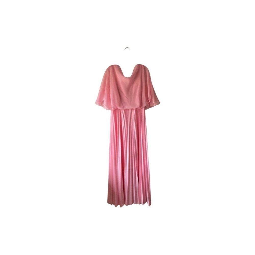 Medium | vintage 70’s soft pink pleated maxi dress #287